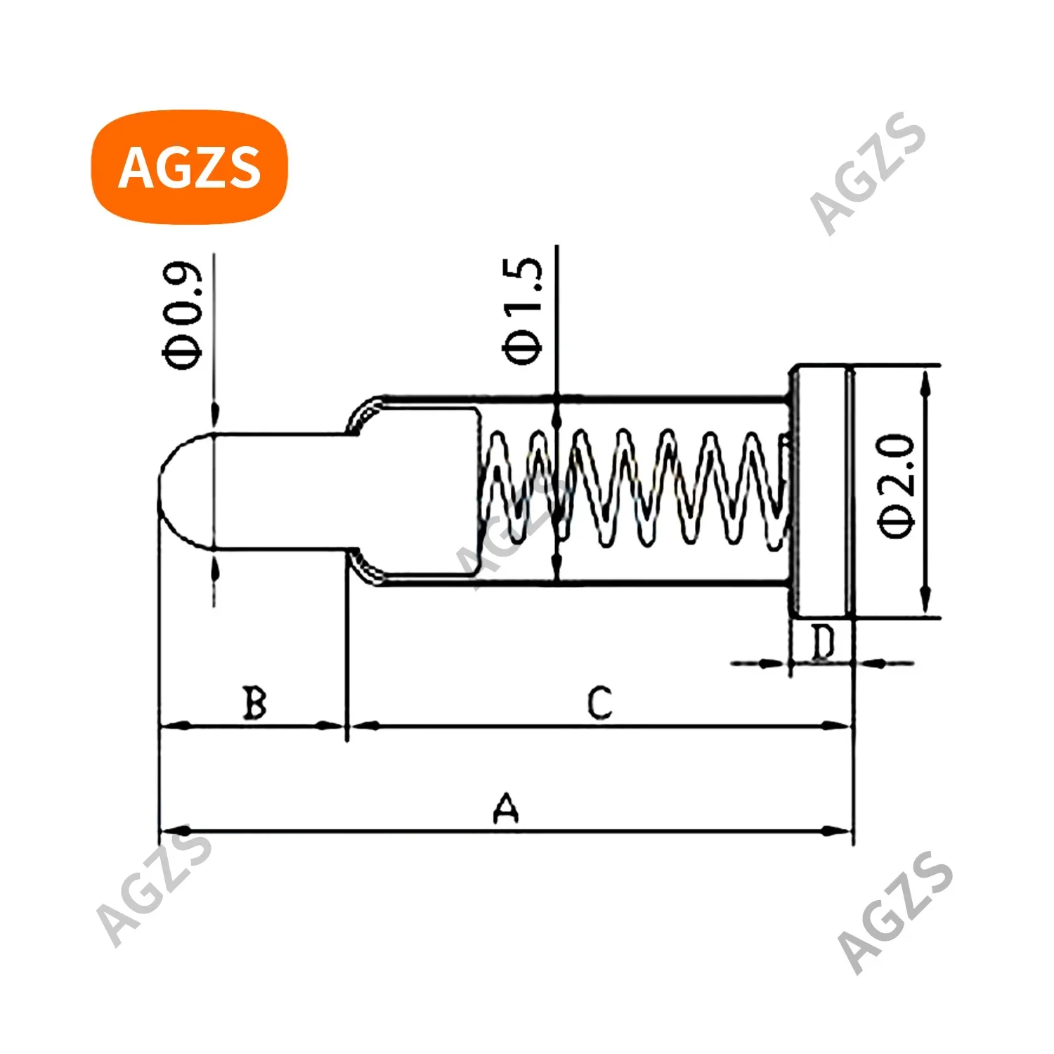 5000pcs SMT spring Pogo Pin connector gold-plated 1A 2mm 2 2.5 3 3.5 4 4.5 5 5.5 6 7 8 9 10mm SMD RIPZV with Tape & Reel packing