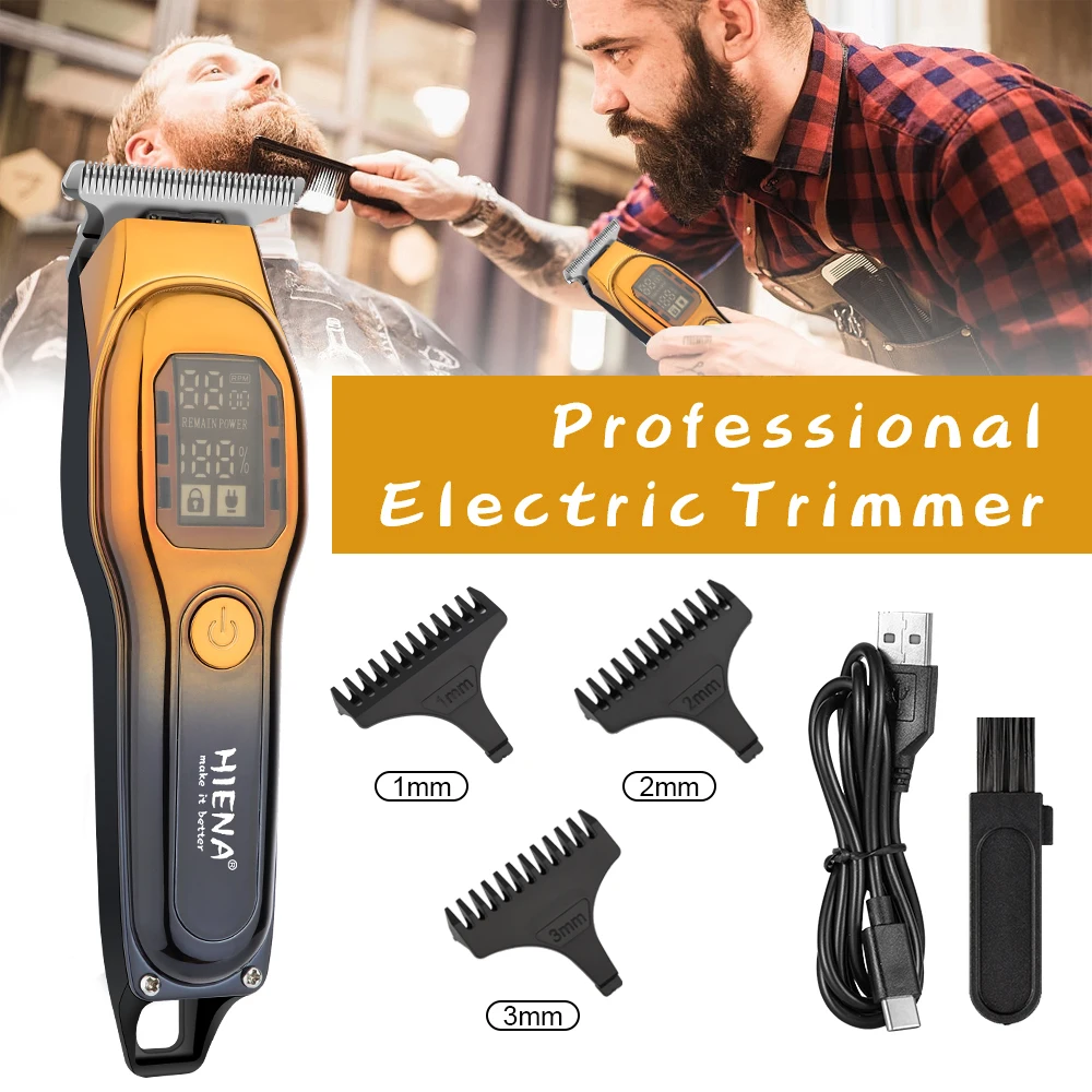 HIENA Hair cutting machine Cordless Salon Hair Electric Clipper Digital Display Low Noise Hair Cutting Machine for Barber Shop