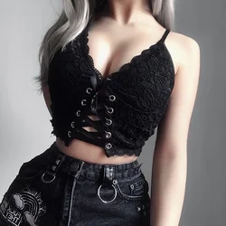 Sexy Lace Strap Crop Tops For Women Fashion Sleeveless Design Corset Bustier Party Top Summer Bralette Short Camisole