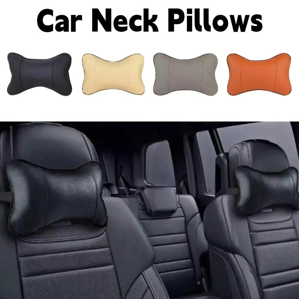 Car Neck Pillows PU Leather Headrest Cushion Universal Head Support Protector For Seat Comfort Automotive Interior Accessories