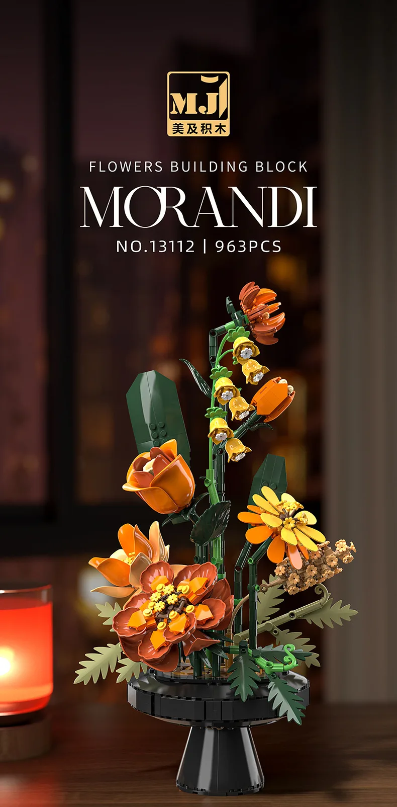 Blumen-Bausteine, Orchidee Cymbidium, Ewiger Blumenstrauß, Bausatz, botanisches Rosen- und Gänseblümchen-Modell, Mini-Bausteine, Spielzeug zur Heimdekoration – Detail 18