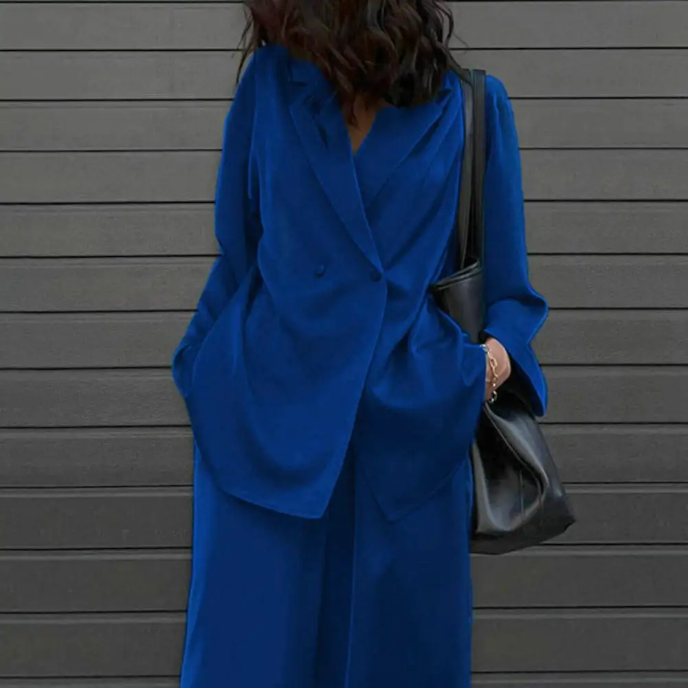 

Spring Summer Autumn Suit Set Elegant Women's Business Suit Set with Long Sleeve Coat Wide Leg Pants Formal for Professional