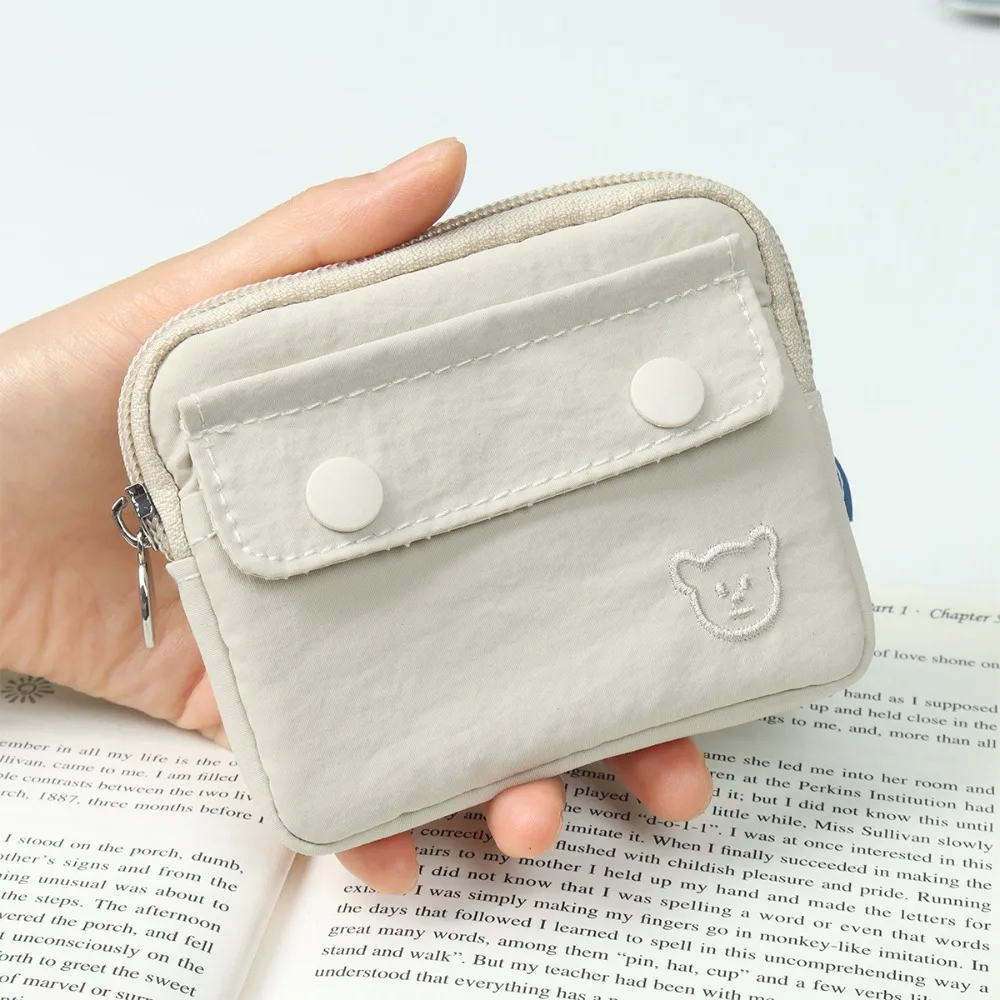 New Solid Color Canvas Money Coin Purse with Key Ring Credit Card Holoder Wear-resistant Wallet Money Bag Male Female