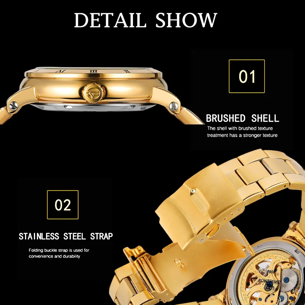 Forsining moda retro masculino esqueleto relógios mecânicos automáticos caso numeral romano design aço inoxidável relógio de pulso negócios