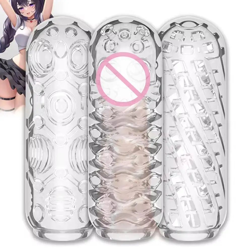 Masturbador masculino, juguete sexual, copa de masturbación de coño de bolsillo de succión Manual transparente con textura realista, túnel en espiral Stroker