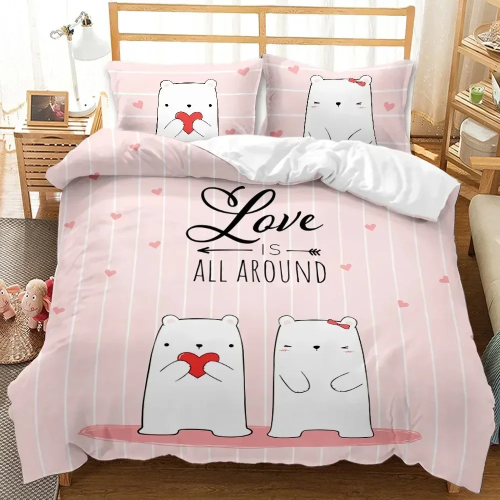 

Cute cartoon cats three -piece 3D digital printing foreign trade grinding hair quilt bedding supplies