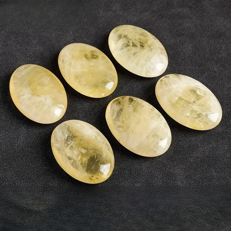 Natural Citrine Palm Stone Polished Crystal Decorative Stone Translucent Yellow Elegant Gift for Jewelry Making or Home Decor
