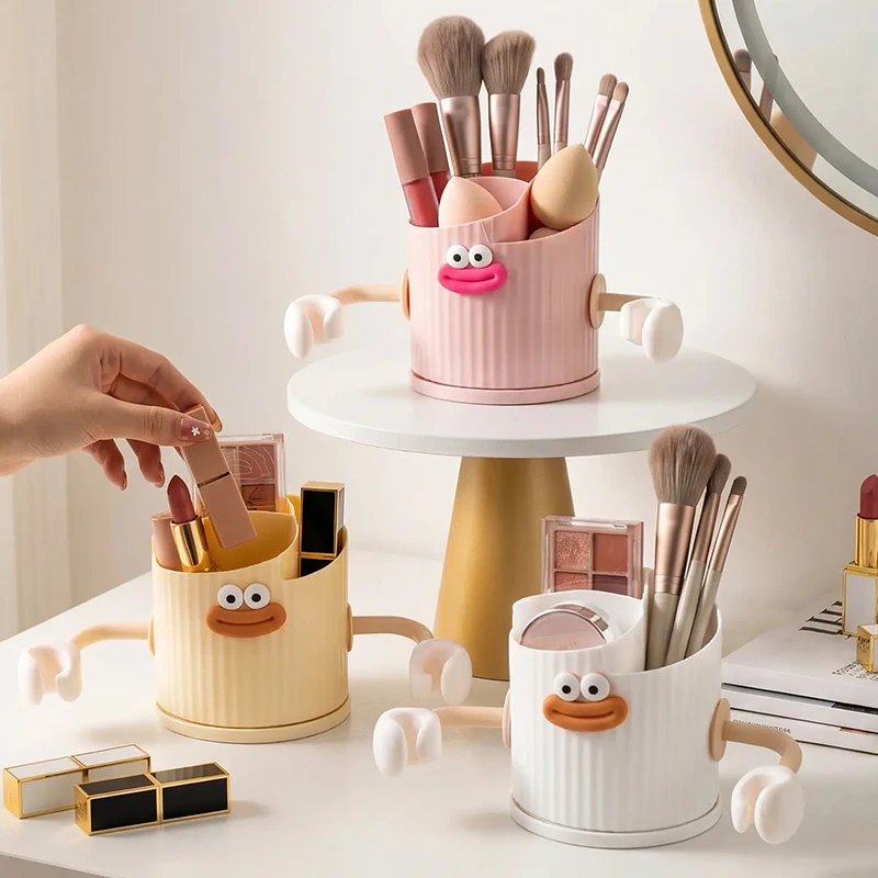 New 360-Degree Rotating Cartoon Pen Holder, Rotating Storage Rack, Cosmetics Storage Box, Multifunctional Desktop Organizer, Suitable for Office, Bedroom, Study, and Dressing Table Storage, Home Storage, Holiday Storage