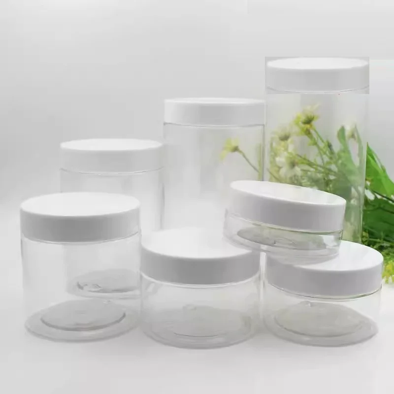 14Pcs Clear Flower Tea Pots Plastic Cream  Jars Cosmetic Container Wide Mouth Bottle 50G 80G 100G 120g 150g 200g 250g 300G 500G