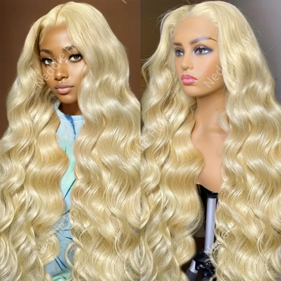 

613 Blonde Body Wave 13x6 HD Transparent Lace Frontal Wig 13x4 100% Human Hair 30 40 Inch Brazilian Wigs For Women Choice