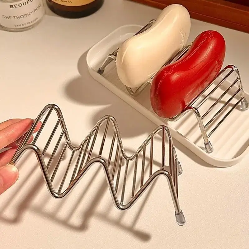 Stainless Steel Drainage Soap Rack Simple Soap Tray Multifunctional Storage Box Bathroom Daily Organizer