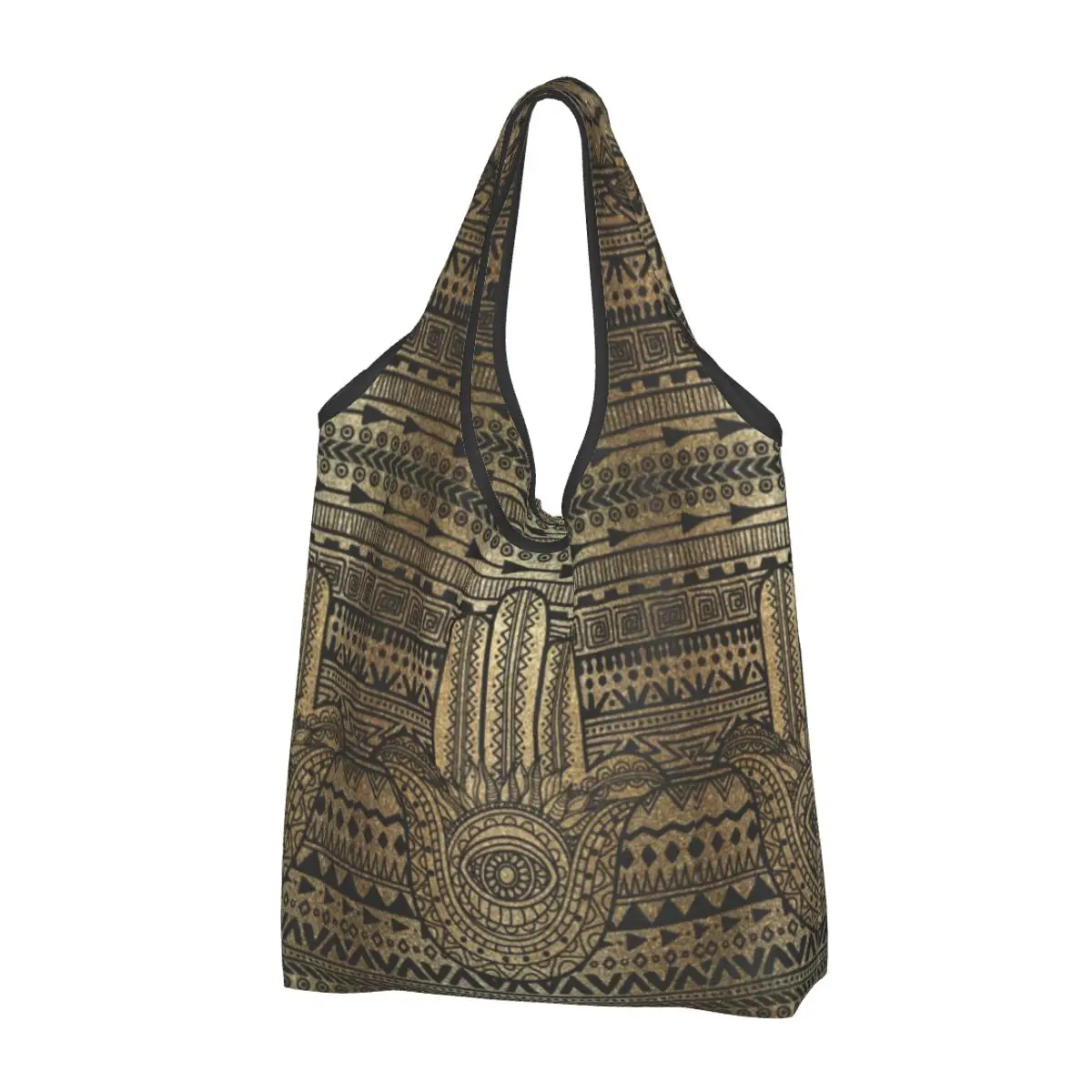 Grappige Print Gouden Amulet Hamsa Hand Winkelen Draagtas Draagbare Shopper Schouderhand Van Fatima Handtas