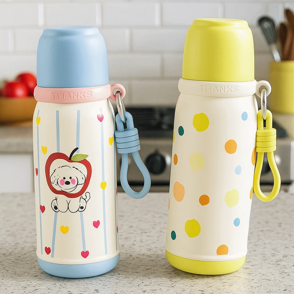 

Ins Style 500ml/700ml Stainless Steel Thermos Cup Cartoon Pattern with Straw Coffee Cup Large Capacity Insulated Cup Travel