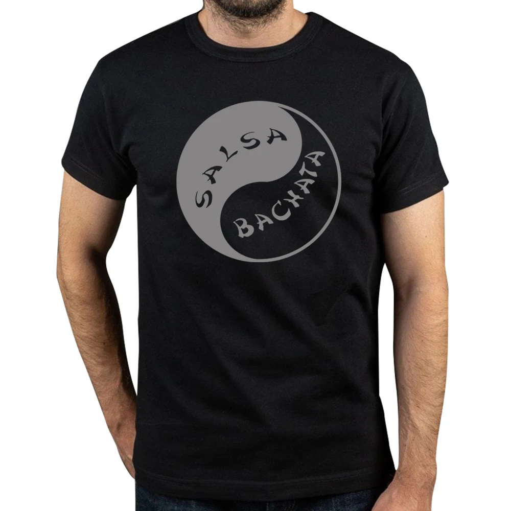 Camisetas divertidas de Salsa Bachata Yin Yan para hombre, ropa de calle de algodón con gráfico, manga corta, cuello redondo, camiseta de baile Harajuku, ropa