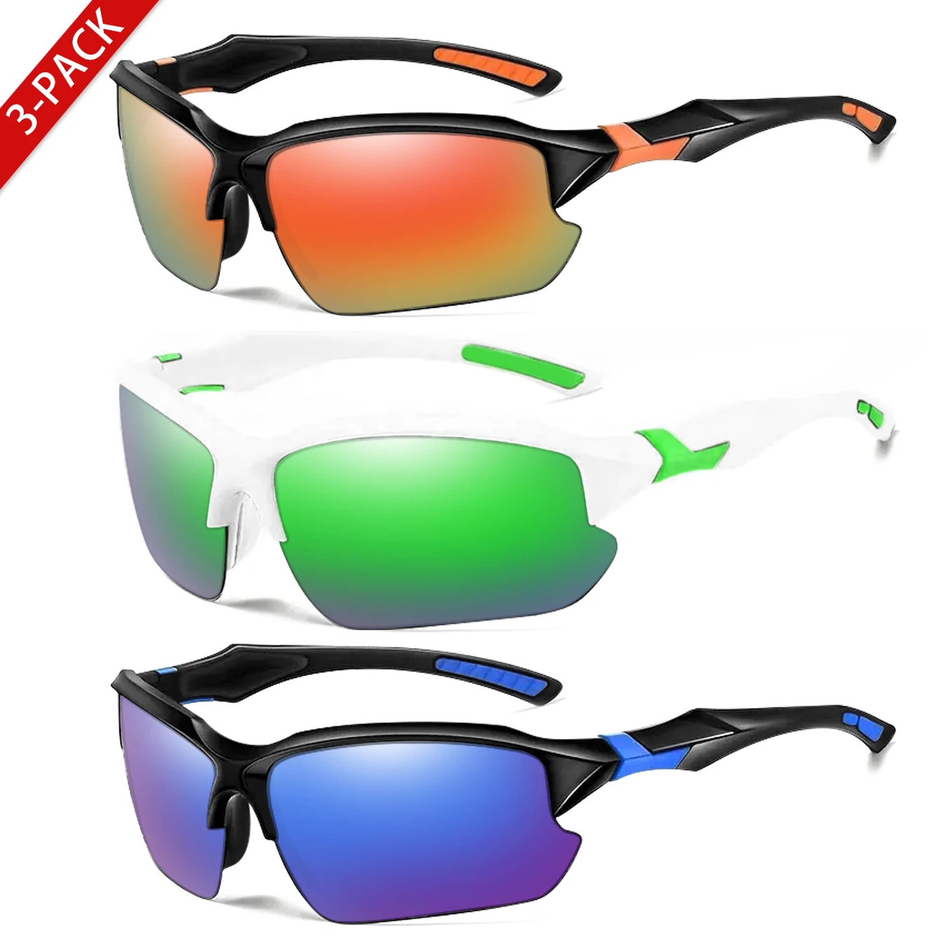 3 Pairs Polarized UV400 Fishing Sunglasses for Men and women Outdoor Sports Cycyling Travel Driving Hiking Camping