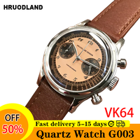 Hruodland 2025 New Luxury Fashion Men’s Quartz Chronograph watch VK64 Sapphire Stainless Steel Leather waterproof reloj hombre