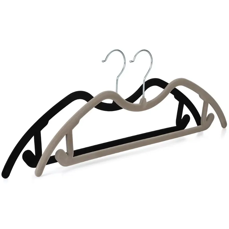 

10pcs New Type Adult Kids Non-slip Hanger Organizer No Shoulder Bumps Velvet Short Neck Flocking Anti Slip Hanger for Save Space