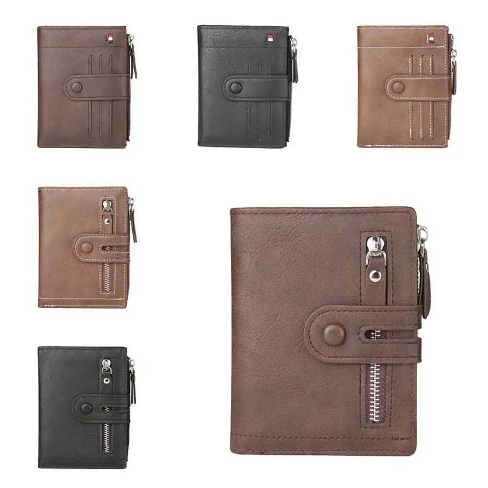 

Small Pocket Purse Men Short PU Wallet PU Leather Multifunction 2 Fold Wallets Credit Card Case Large Capacity