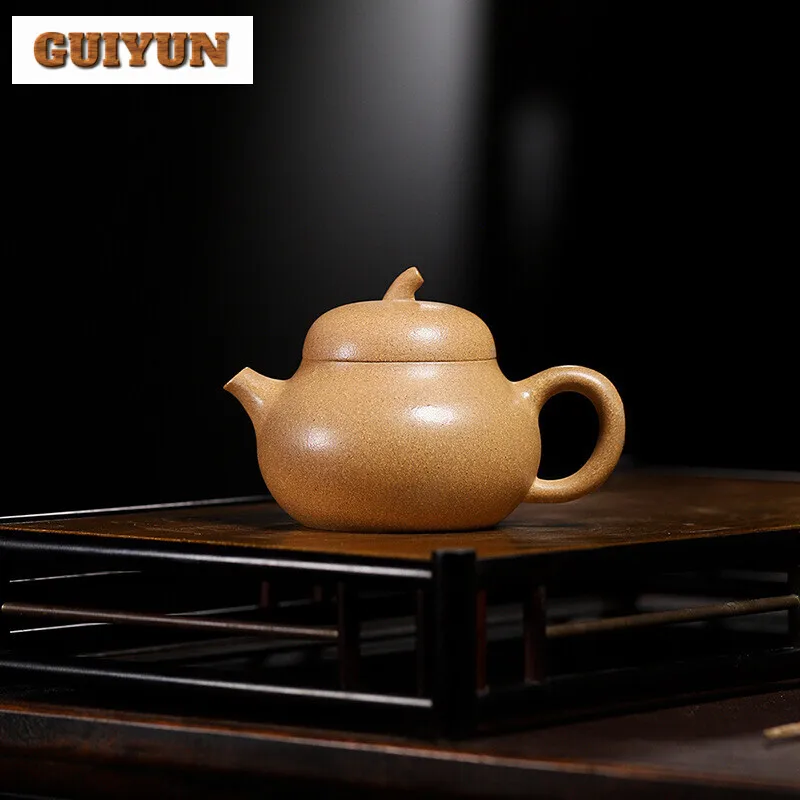 140ML Vintage Yixing Purple Clay Teapot Handmade Pyriform Pot Raw Ore Colorful Section Mud Kettle with Strainer Zisha Teaset Cha