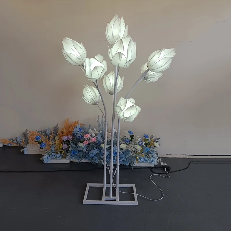 

9PCS White Flower Decoration Lamps Modern Glowing Flower LED Background for Wedding Stage New Year Christmas Parties Home Decor