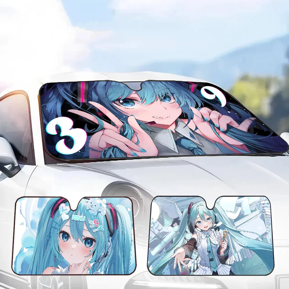

Anime Cartoon M-Miku Car Solar Protection Heated Windshield Sunshade Car Window Windscreen Cover Sun Shade Auto Sun Visor