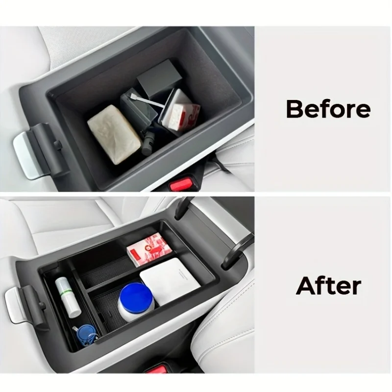 For XPENG G6 Center Console Armrest Organizer Tray Durable ABS Black Storage Box With Divider Car Interior Accessories