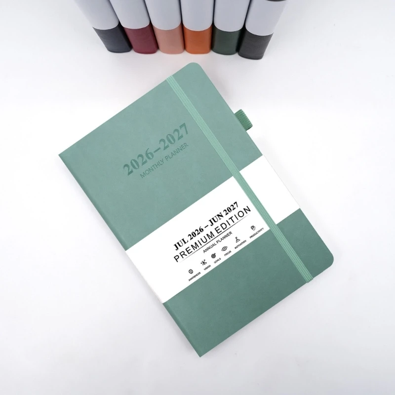 

2026-2027 Day Planner with 384 Pages Elastic String Closure PU Leather Academic Journal Notebook for Daily Planning
