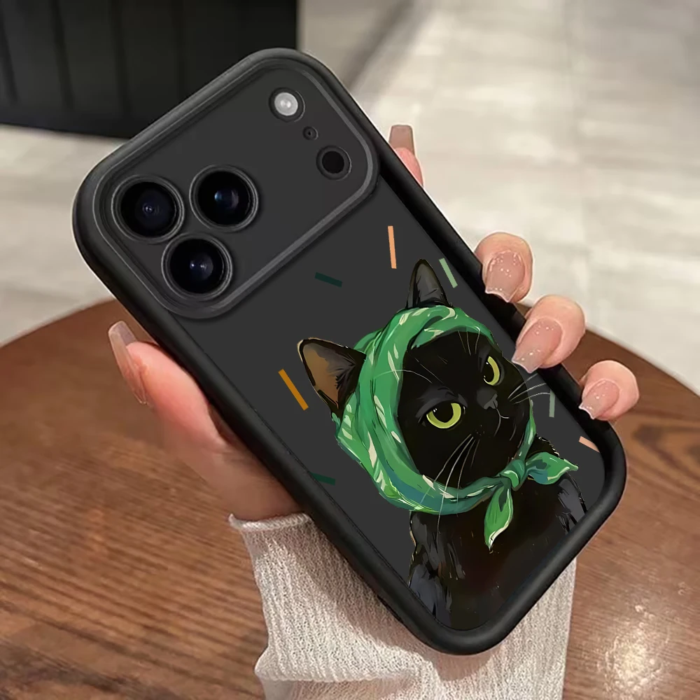 Ölgemälde-Katzen-Handyhülle mit Trageriemen für iPhone 11 12 13 14 15 16 17 Pro Max 15 14 13 Plus 17E Stoßfeste Matte Silikonhülle – Detail 6