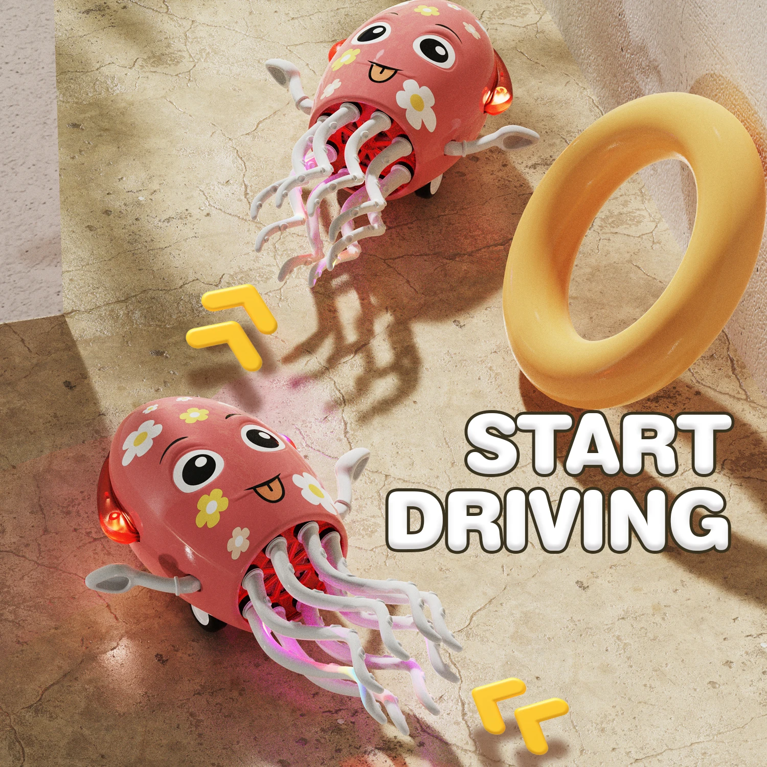

Electronic Dancing Squid Toys with Light Music Diy Face Change Induction Lying Flat Squid Interactive Developp Tummy Time Gifts