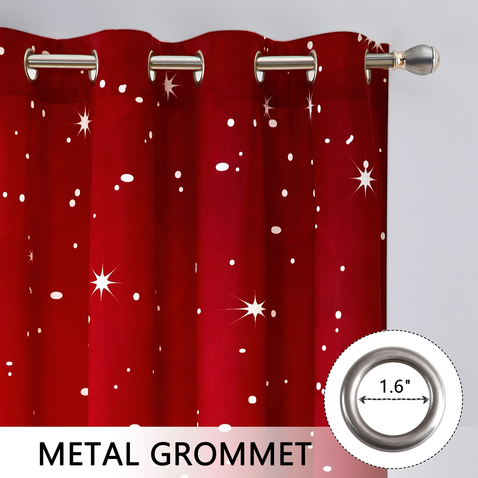 Velvet Xmas Window Curtains Privacy Protection Curtain Panels for Bedroom Living Room Window Treatment 63 inches Long Grommet To