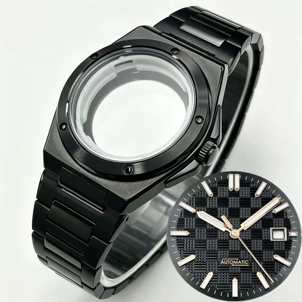 40mm Mechanical Watch Set,Black‑Coated Stainless Steel Accessories For Miyota 8215 ST1612 Self‑Winding Watch Combination Parts
