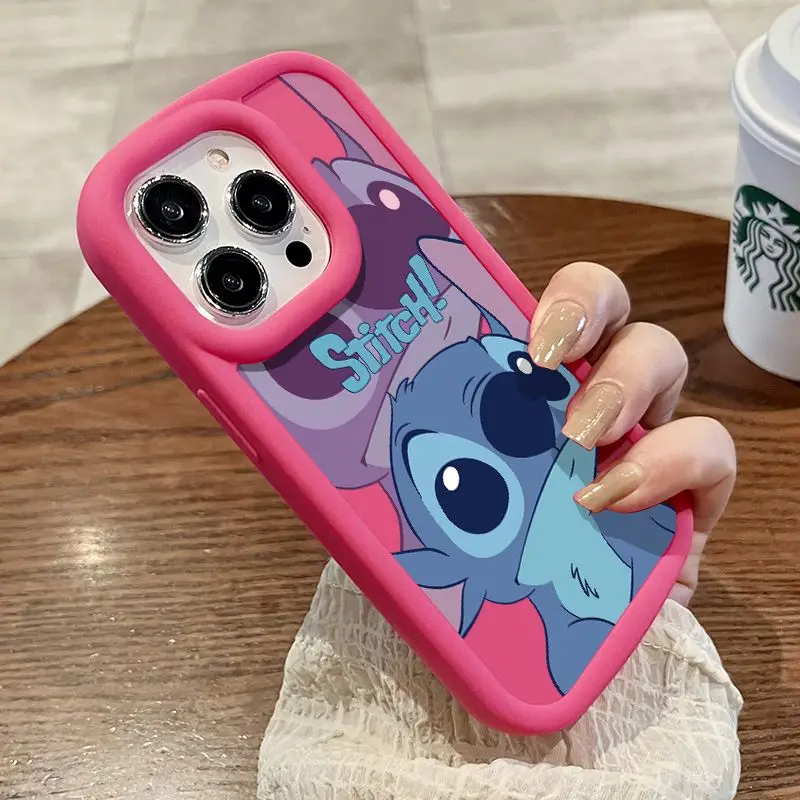 Cute Disney Pink Stitch Couple Phone Case For iPhone 11 12 13 14 15 Pro Max X XR XS MAX 8 7 Plus Silicone Shockproof Cases Cover image 6