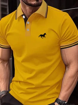 Men's Classic Polo Shirt 5 New Men's T-shirt Classic Short Sleeved Polo Shirt Summer Top Casual T-shirt Button Lapel Super Large S-3XL Casual Polo Shirt 5