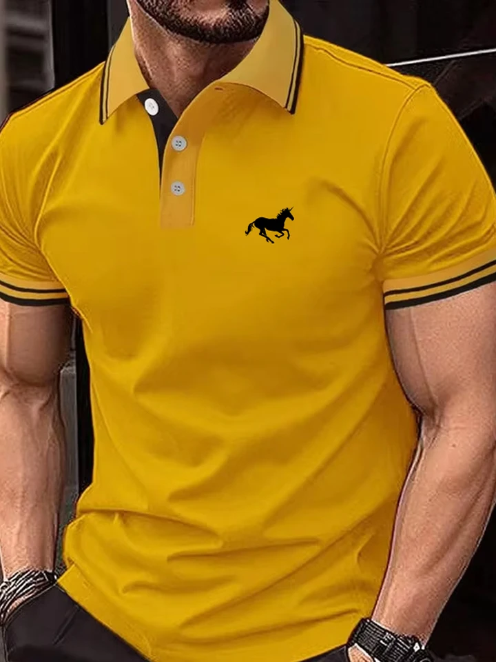 New Men's T-shirt Classic Short Sleeved Polo Shirt Summer Top Casual T-shirt Button Lapel Super Large S-3XL Casual Polo Shirt, image 5