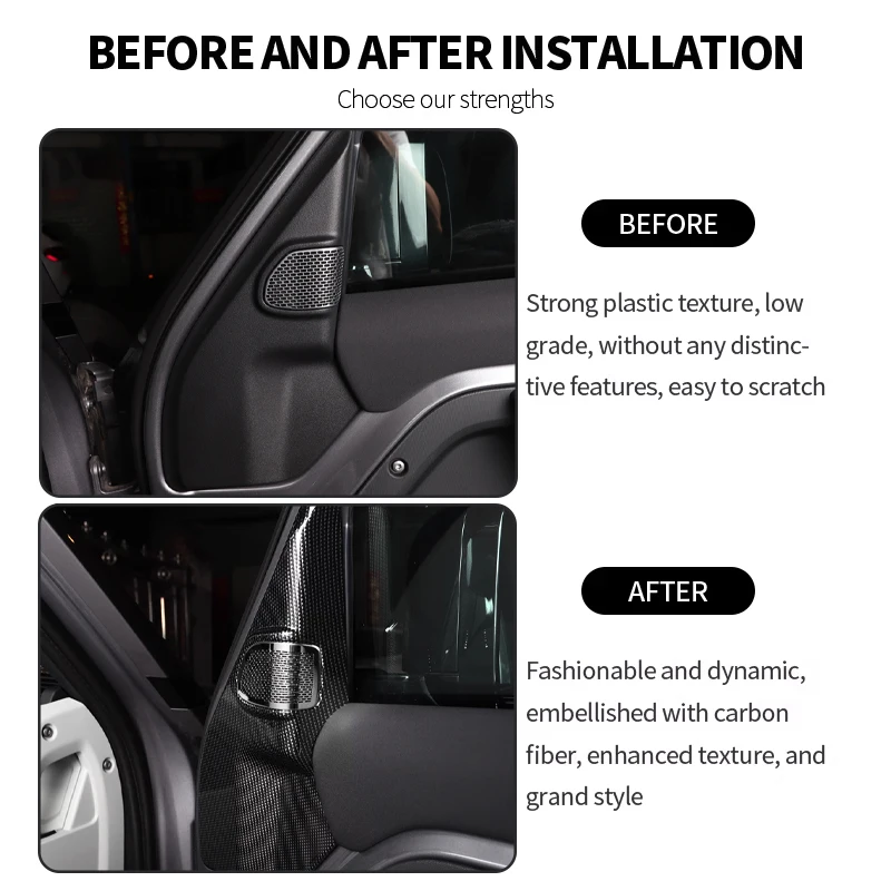 Carbon Fiber Car Front Door A-pillar Speaker Horn Cover All-inclusive Audio Protection Shell For Land Rover Defender 2020-2024
