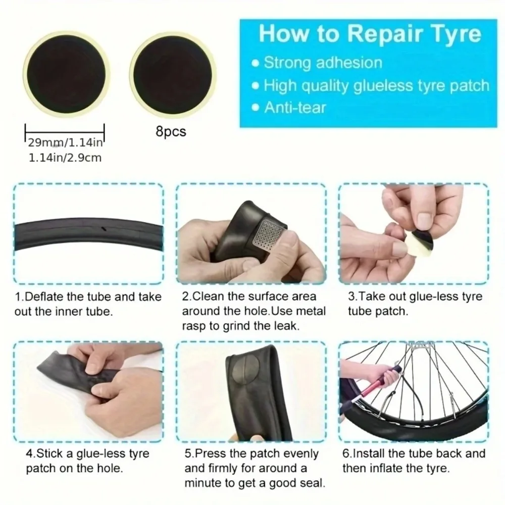 مجموعة أدوات إصلاح الدراجة - مجموعة محمولة متعددة الوظائف مع مضخة هواء وإصلاح الإطارات الخالية من الغراء ومفاتيح ربط للدراجات الجبلية/الطرق