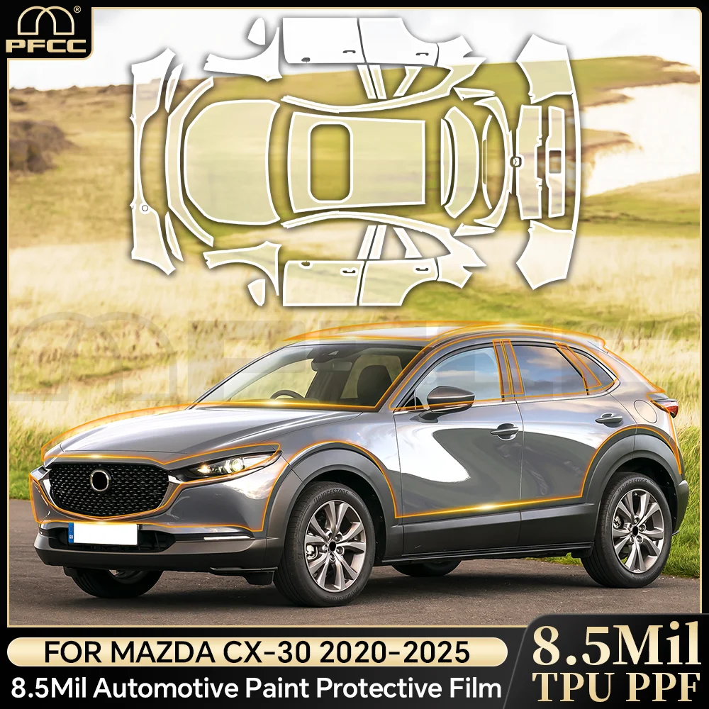 

ТПУ для Mazda CX30 CX-30 2020-2025, защитная пленка для краски, предварительно вырезанная PPF, против царапин, кузов автомобиля, прозрачный бюстгальтер, устойчивый невидимый чехол