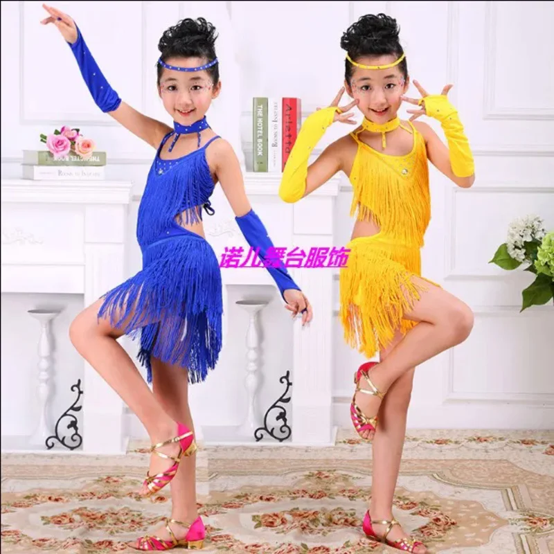 Boys Latin dance costumes, children's dance costumes, boys and girls tassel training costumes, dance ballet performance costumes