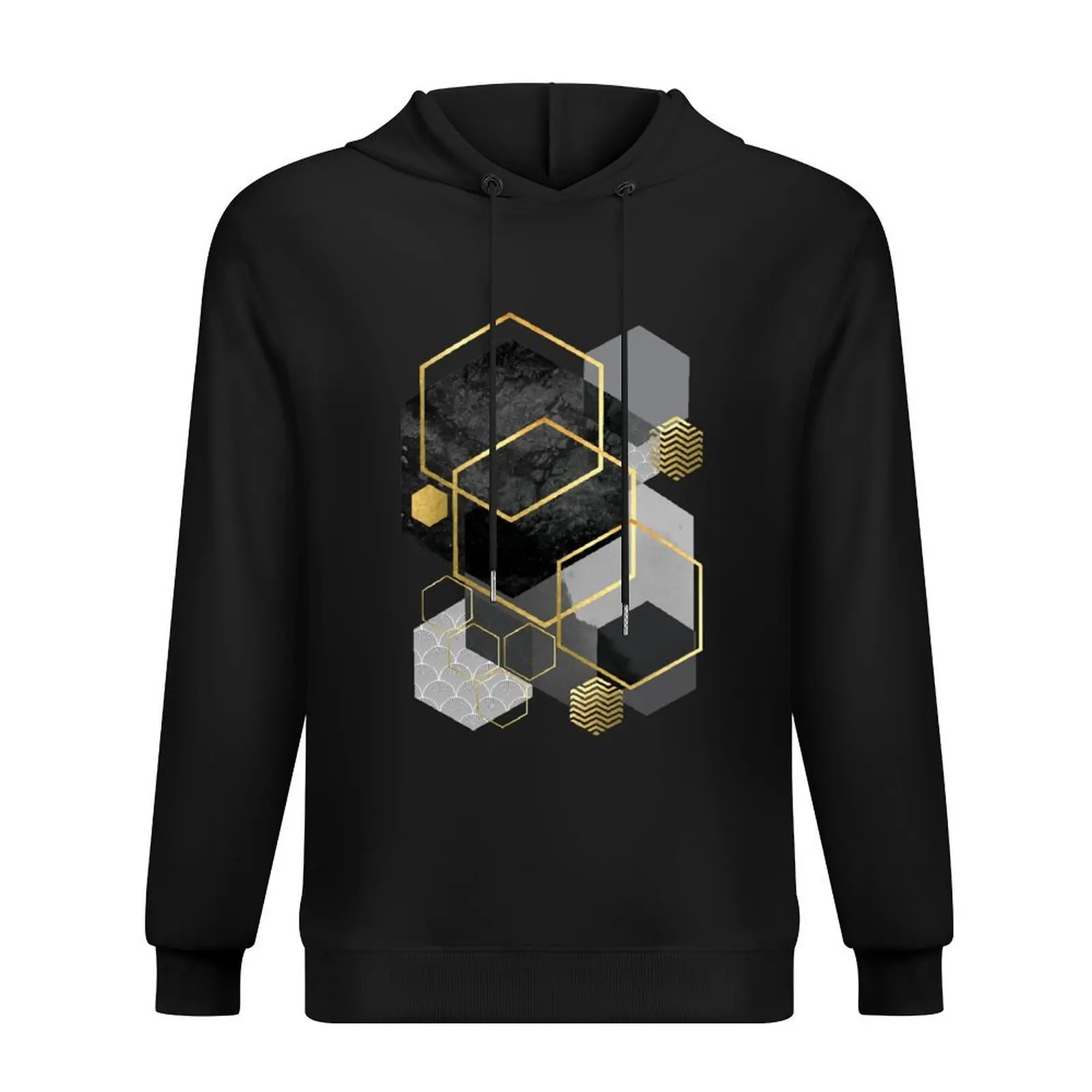 

Black and Gold Geometric Hoodie japanese style men's coat hooded shirt men's clothing tracksuit
