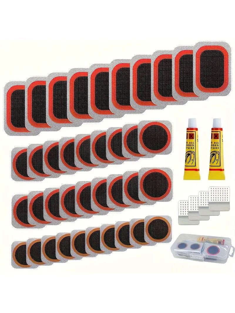 AliExpress NONE MTB Inner Tube Patch Kit - Heavy-Duty Rubber Patches & Metal File for Trailside Repairs, Mountain Bike Essential