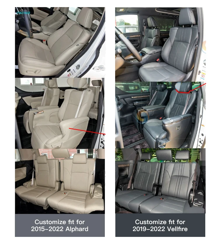 For Toyota 2015-2022 Alphard 2019-2022 Vellfire 7 Seats Custom Fit Car Seat Covers Complete Set Front Middle Rear Full Set
