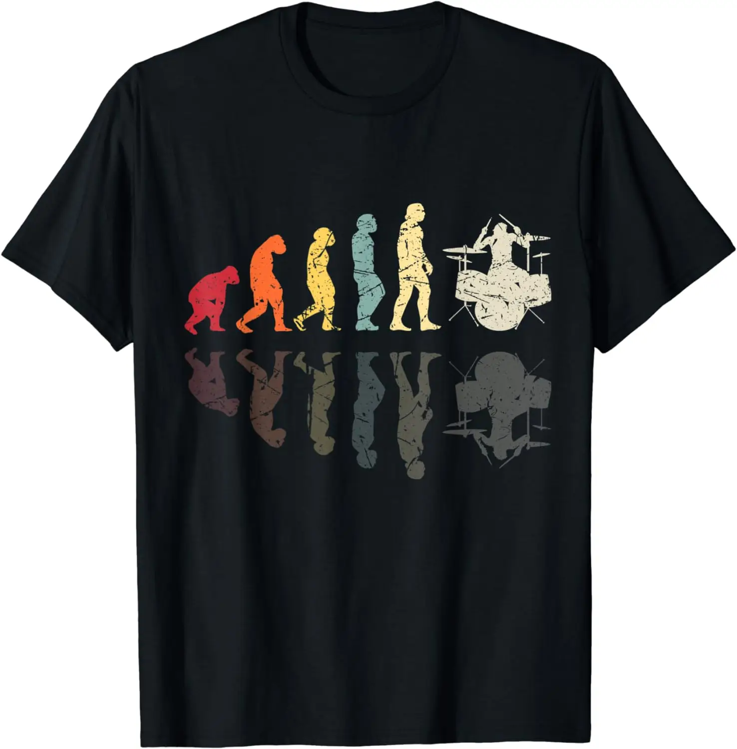 

Mens Evolution of man Drums Band Retro Vintage Drummer T-Shirt