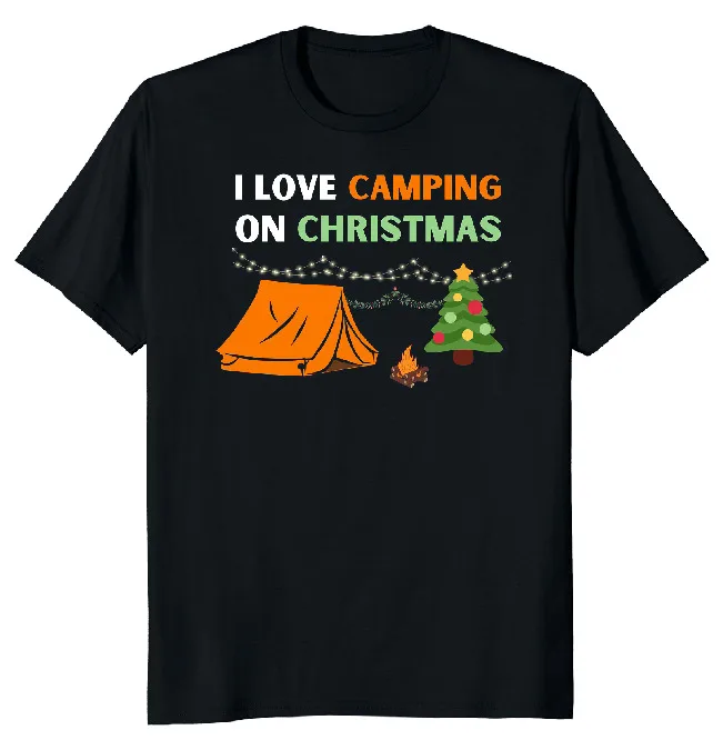 NEW LIMITED I Love Camping on Christmas Classic Novelty Tee  Fast ShippingAnime Pattern Summer Clothing