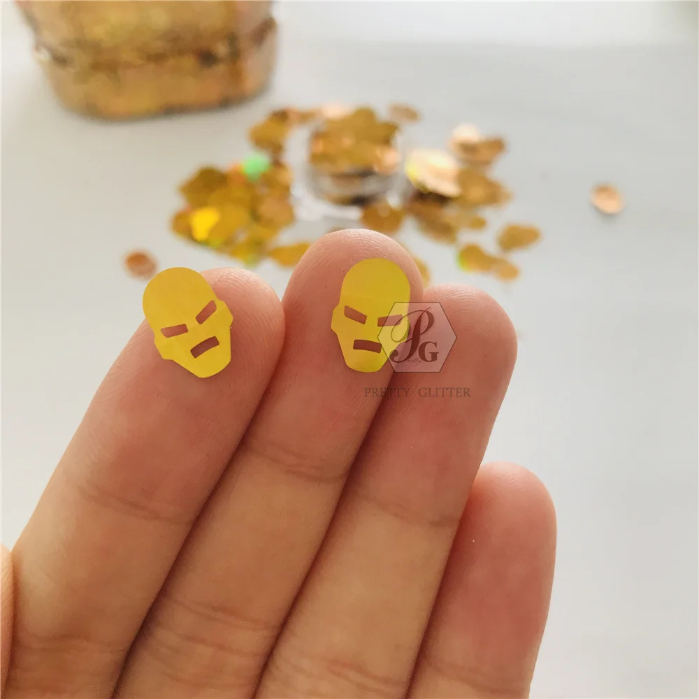PrettyG-Superman's Head Shape Holographic Glitter Sequins, DIY Making, Art Craft, Nail Makeup, Acessórios de Decoração, 1 Caixa