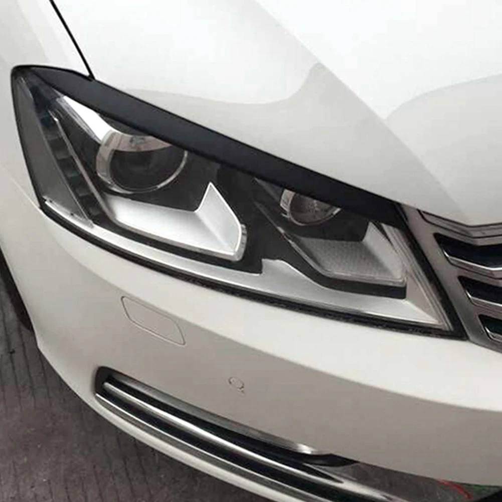 

A48P-2 Pair For Passat B7 Eyelids Eyebrows ABS Headlight Lamp Sticker Cover Trim-Carbon Fiber & Black