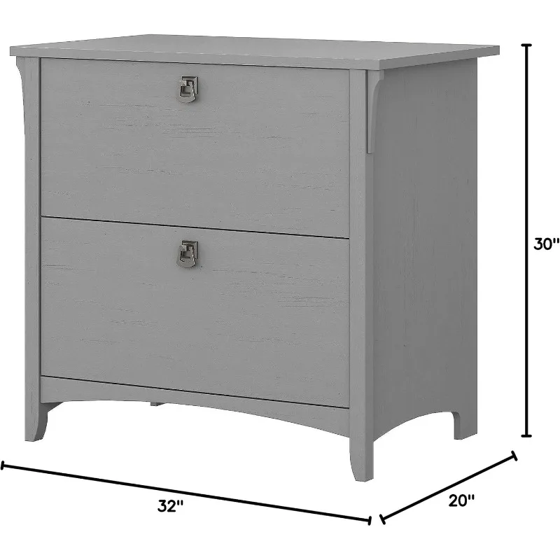 2 Drawer Lateral File Cabinet, Cape Cod Gray, Home Office Storage Organizer with Drawers, 20"D x 32"W x 30"H