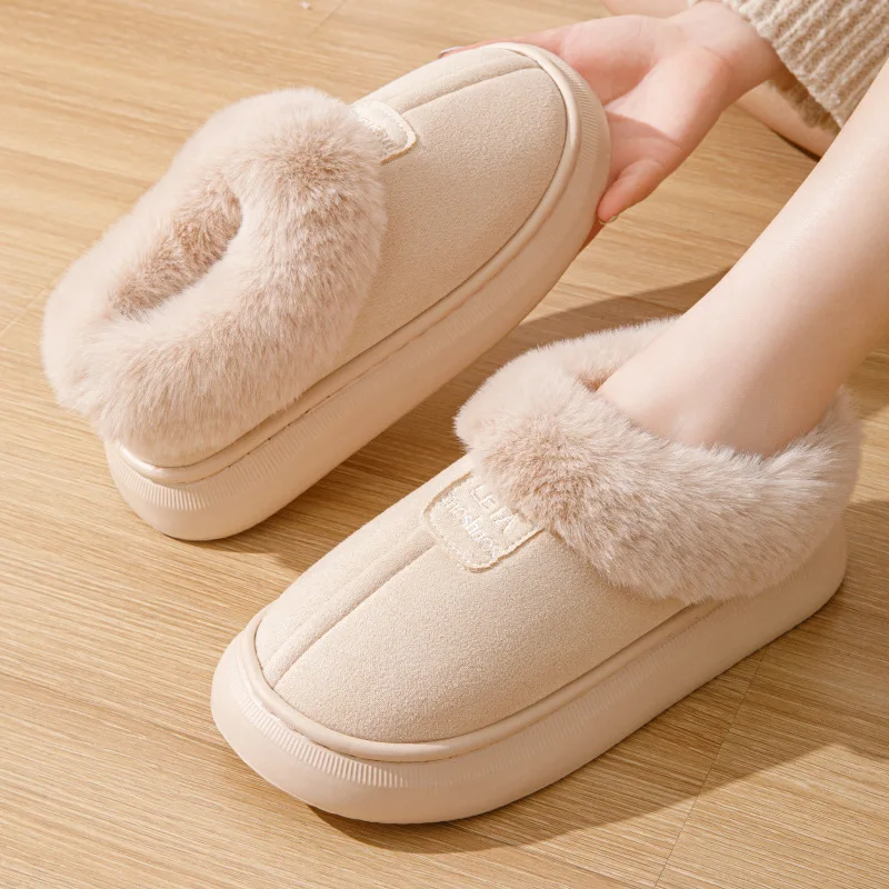 Casual Fluffy Slippers Women House Flats Plush Designer Winter Shoes Ladies Warm Platform Ankle Boots Female Elegant Footwear