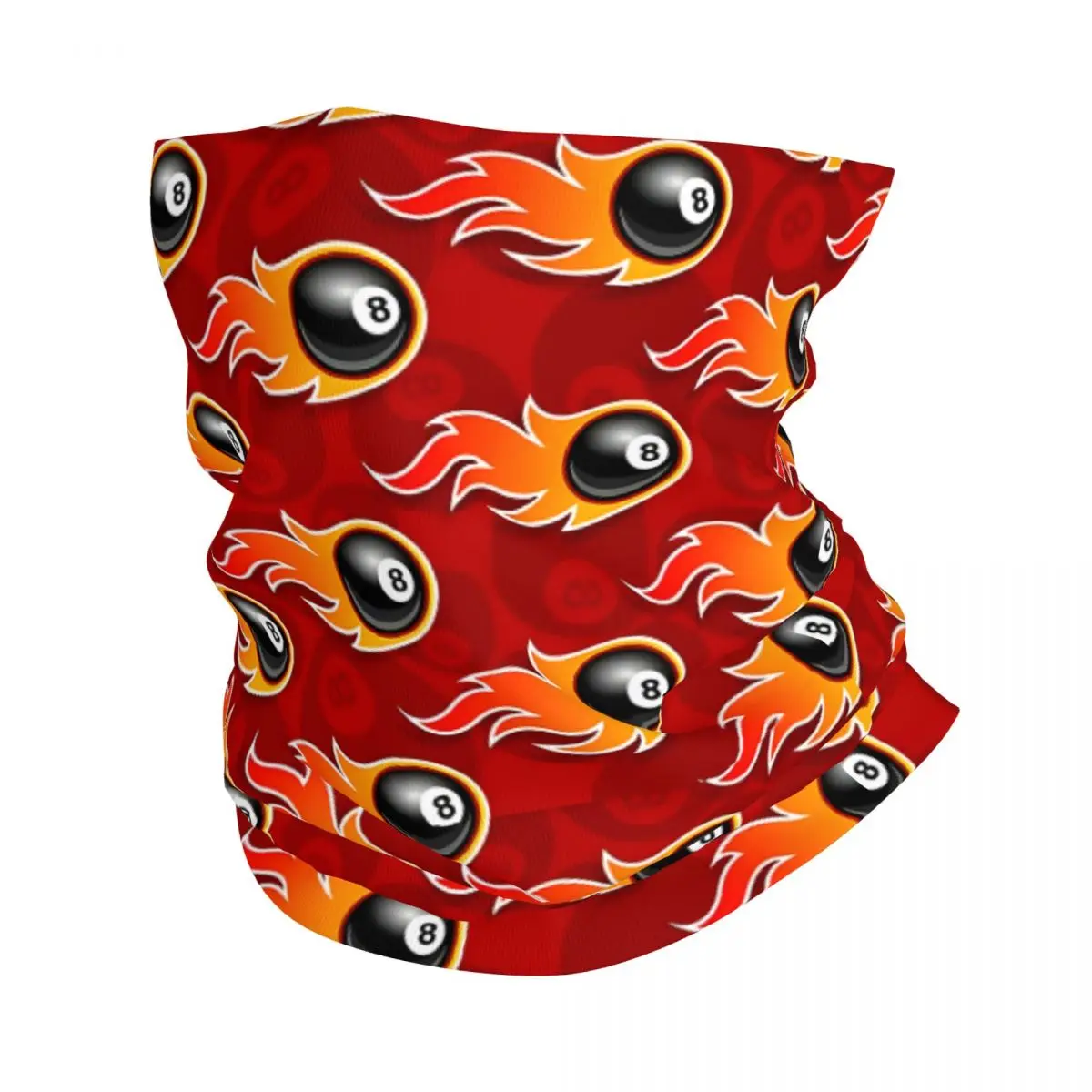 Billiards Black 8 Ball 8-Ball Pocket Pool Snooker Flaming Fire Red Scarf Neckerchief Neck Face Mask Polyester