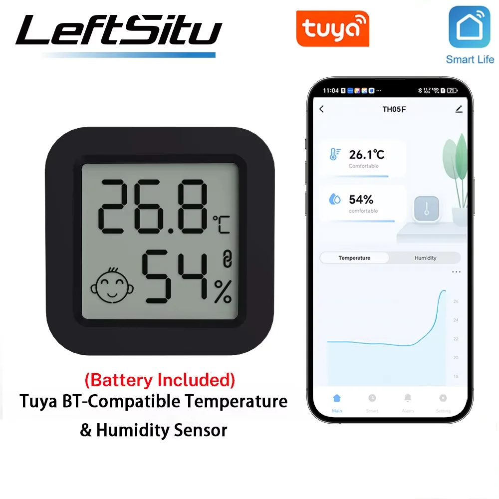 Smart Thermometer Hygrometer Mini Tuya Temperature Humidity Sensor LCD Digital Display BT Wireless Work With SmartLife