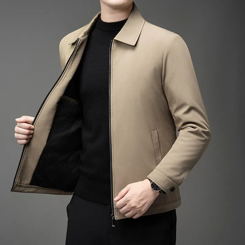 

2025 Men's Thickened Fleece Jacket Man Autumn Winter Business Casual Warm Outerwear Turn Down Collar Coat Men Fashion Jackets